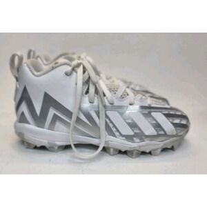 Adidas Kid's Size 1 Freak Spark 23 Football Cleats White/Silver Metallic
